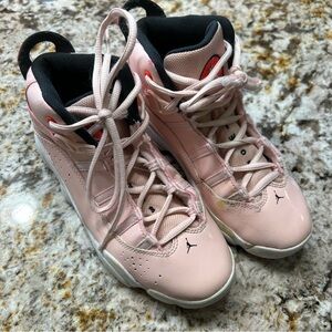 Nike Air Jordan 6 Rings Kids' Light Pink and Black High-Top Sneakers Size 2.5 Y